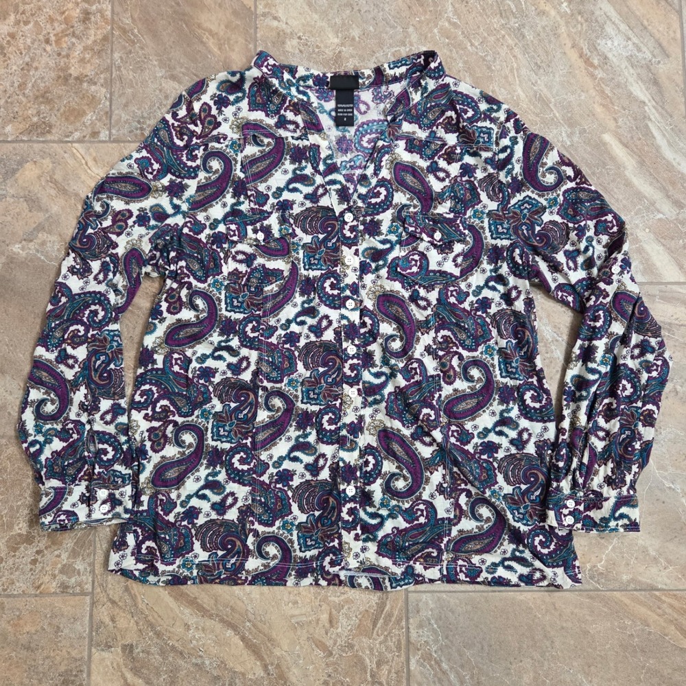Torrid Paisley Button Front Long Sleeve Blouse Top Plus Size
